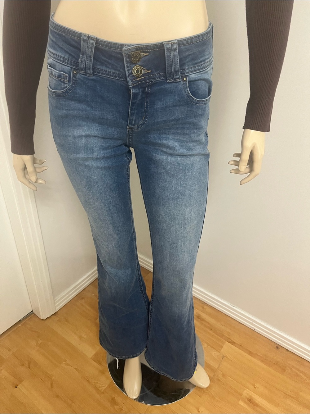 Garage Women's Blue Faded Flare Jeans